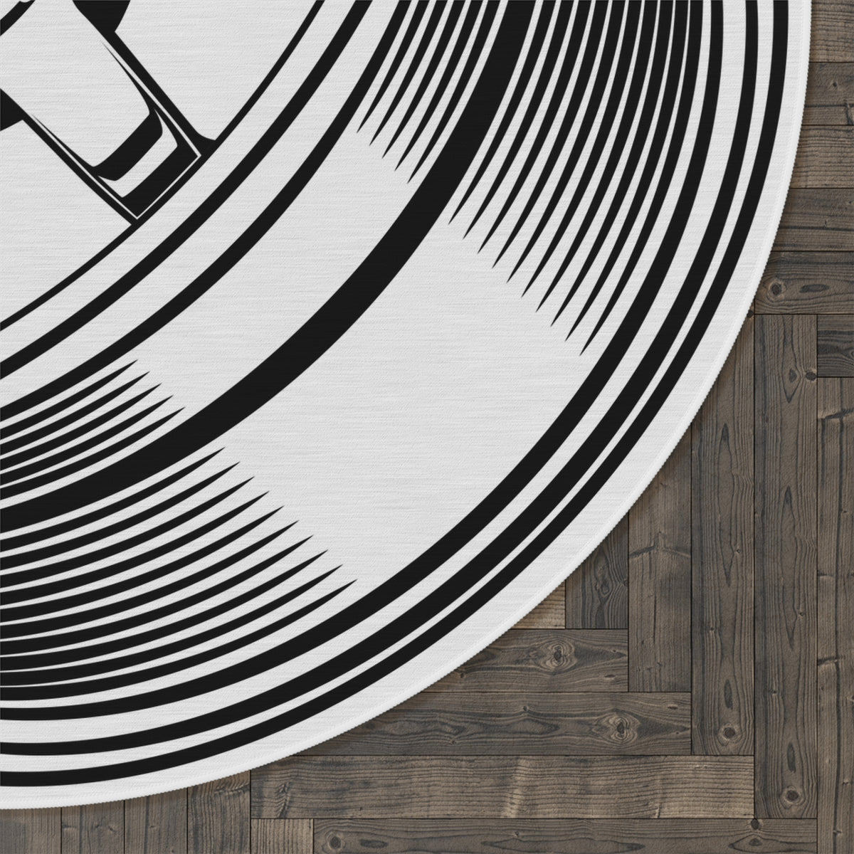 JDM Tuner Car Wheel Garage Rug or Man Cave Rug - Extra Large 5 feet X 5 feet