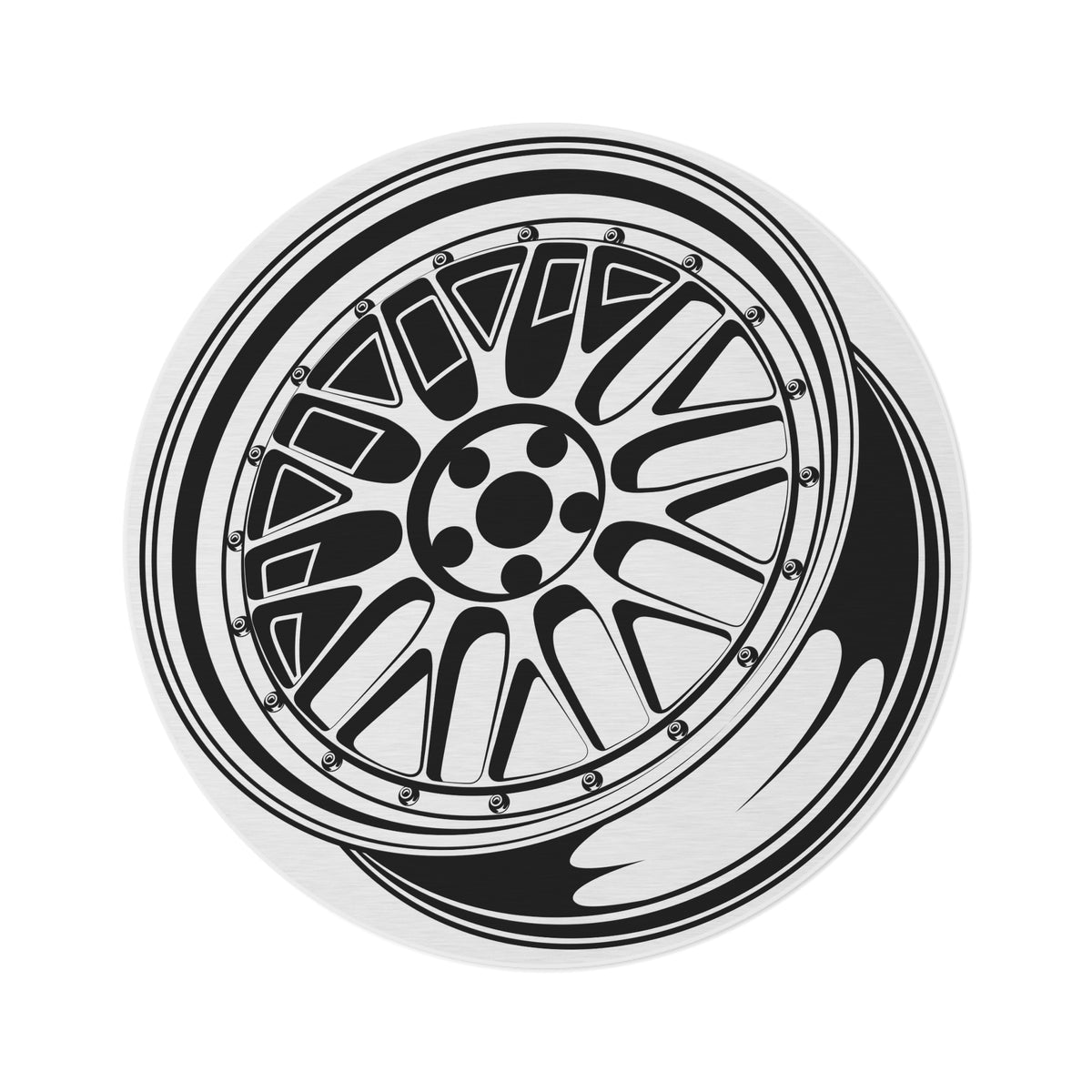 BBS Wheel Garage Rug or Man Cave Rug - Extra Large 5 feet X 5 feet