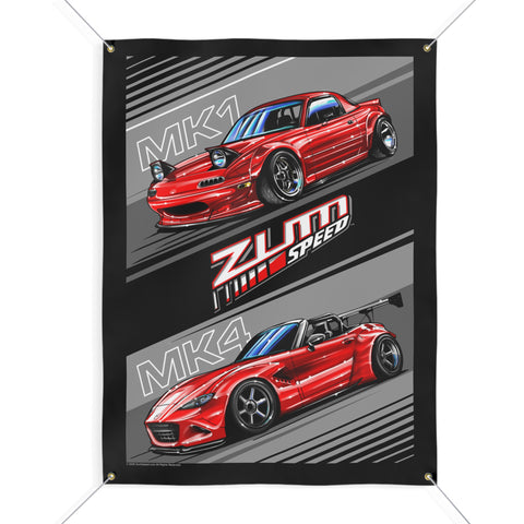 Image of Miata MK1 MK4 Banner, wall art - garage banner art 36" X 48"