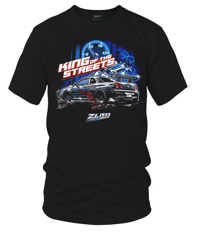 Image of Zum Speed GTR R34 King of the Streets Shirt, Skyline GTR, R34 GTR Shirt, Fast Furious GTR, JDM Shirt, Tuner car Shirt