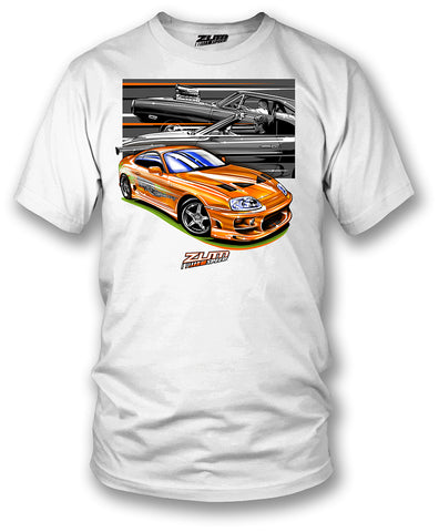 Image of Toyota Supra, Fast Furious, orange Supra t shirt - Zum Speed