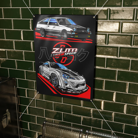 Image of GT86 AE86 Banner, wall art - garage banner art 36" X 48"