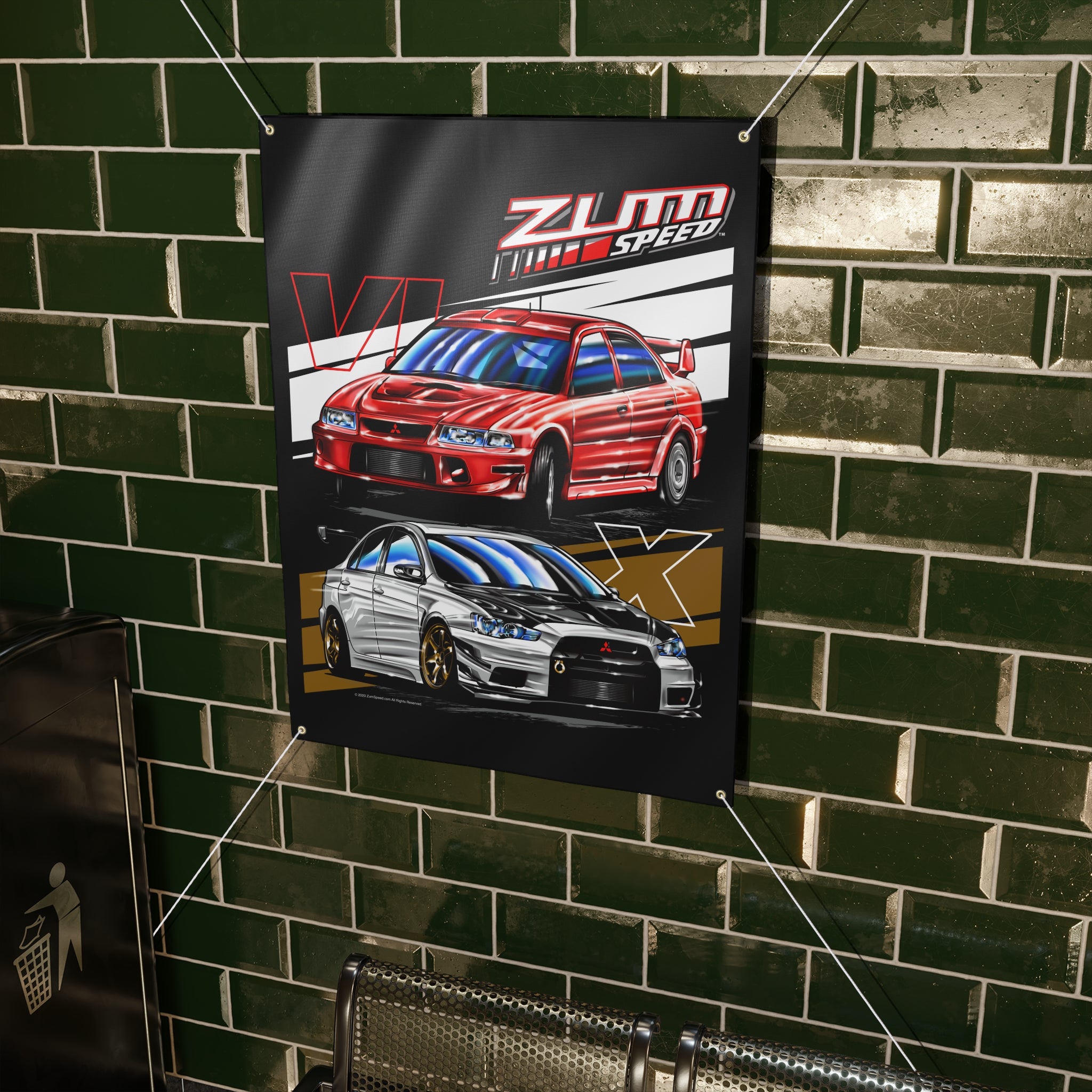 Lancer EVO 6th 10th Banner, wall art - garage banner art 36" X 48"