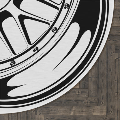BBS Wheel Garage Rug or Man Cave Rug - Extra Large 5 feet X 5 feet