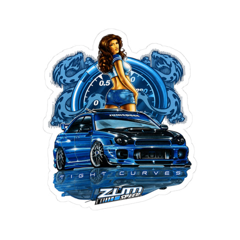 Image of Subaru Tight Curves Bugeye Sticker, jdm sticker, tuner car sticker, Zum Speed Sticker
