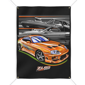 Fast Furious Supra vs Charger banner Banner, wall art - garage banner art 36" X 48"