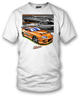 Toyota Supra, Fast Furious, orange Supra  t shirt - Zum Speed